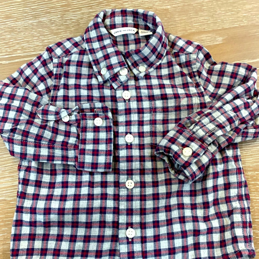 Janie and Jack plaid long sleeve button down shirt size 6-12 months